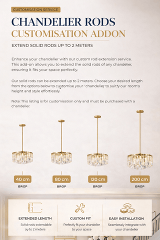 Chandelier Rod Extension Customisation Addon Adjustable Rod Length Up to 2m-GraffitiWallArts