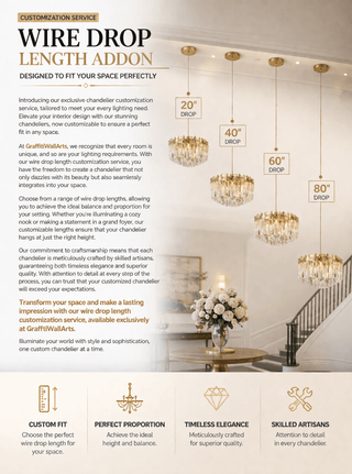 Chandelier Wire Drop Length Customisation Adjustable Hanging Length Service-GraffitiWallArts