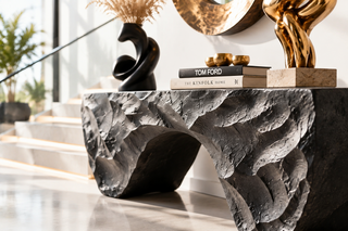 Chiselled Rock Console Table for Entryway or Living Room – Matte Black-GraffitiWallArts