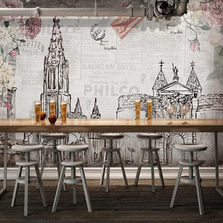 City Buildings Wallpaper for Home Wall Decor-GraffitiWallArts