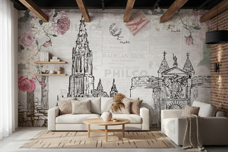 City Buildings Wallpaper for Home Wall Decor-GraffitiWallArts