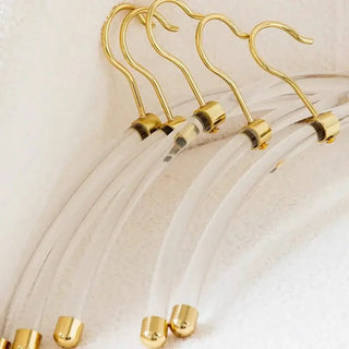 Clear Acrylic Arc Clothes Hanger with Brass Hook & End Caps – Pack of 5 or 10-GraffitiWallArts