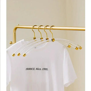 Clear Acrylic Arc Clothes Hanger with Brass Hook & End Caps – Pack of 5 or 10-GraffitiWallArts