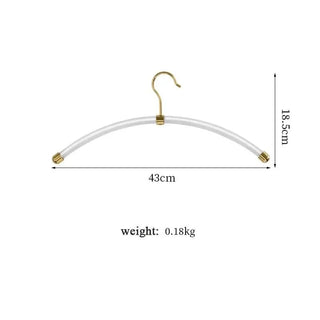 Clear Acrylic Arc Clothes Hanger with Brass Hook & End Caps – Pack of 5 or 10-GraffitiWallArts