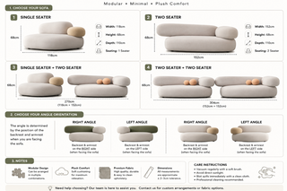 Cloud Puff Designer Sofa Set – Single (118cm) & 2-Seater (152cm), Plush Cushioning-GraffitiWallArts