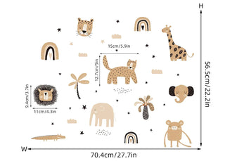 Colourful Cartoon Animal Wall Stickers for Kids