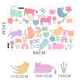 Colourful Cartoon Cat Wall Decal Kids Room Sticker-GraffitiWallArts