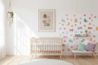 Colourful Cartoon Cat Wall Decal Kids Room Sticker-GraffitiWallArts