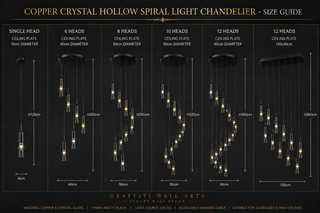 Copper Crystal Hollow Spiral Staircase Chandelier – Luxury Modern LED, 1 to 12 Heads-GraffitiWallArts