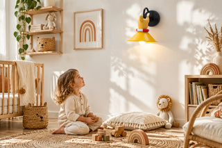 Corgi and Duck Kids Wall Lamp with Yellow Shade-GraffitiWallArts