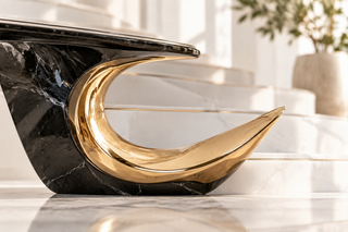 Crescent Arch Console Table for Entryway or Living Room – Dark & Gold-GraffitiWallArts