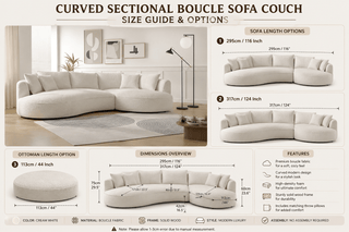Curved Sectional Boucle Sofa Couch | L-Shaped Boucle Corner Sofa-GraffitiWallArts
