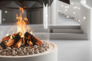 Cylindrical Glass Suspended Fireplace – 360° Real Flame-GraffitiWallArts