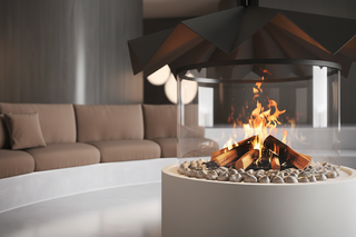 Cylindrical Glass Suspended Fireplace – 360° Real Flame-GraffitiWallArts