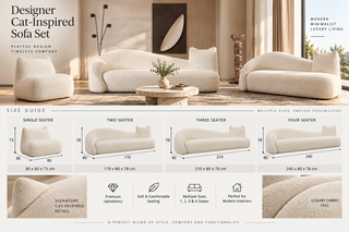Designer Cat-Inspired Sofa Set – 1, 2, 3 & 4 Seater, Premium Upholstery-GraffitiWallArts
