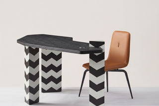 Designer Elm Wood Desk – Zebra Chevron Column Legs-GraffitiWallArts