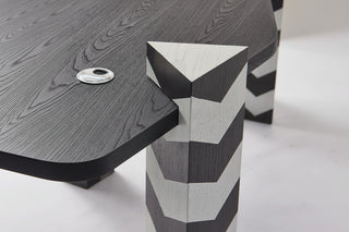 Designer Elm Wood Desk – Zebra Chevron Column Legs-GraffitiWallArts