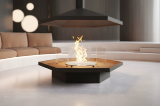 Designer Suspended Hanging Fireplace – Geometric Real Flame Alcohol Fireplace-GraffitiWallArts
