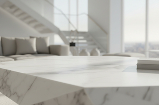 Diamond Marble Coffee Table – Sculptural Freeform Faceted Natural Stone-GraffitiWallArts