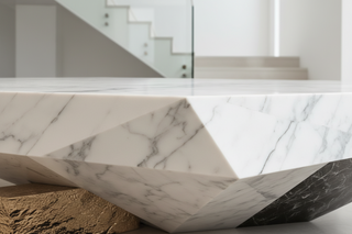 Diamond Marble Coffee Table – Sculptural Freeform Faceted Natural Stone-GraffitiWallArts