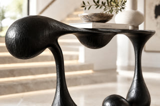 Double Loop Console Table for Entryway or Living Room – Matte Black-GraffitiWallArts