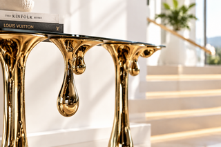 Drip Leg Console Table for Entryway or Living Room – Polished Gold-GraffitiWallArts