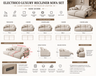 Electrico Luxury Recliner Sofa Set with Remote-GraffitiWallArts