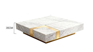 Floating Marble Coffee Table – Italian Minimalist Gold Inlay Natural Stone-GraffitiWallArts
