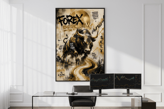 Forex Empire Graffiti Bull Canvas Wall Art | Trading Bull Motivational Print