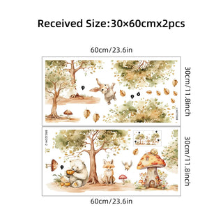 Fox Rabbit Bear Tree Wall Stickers for Kids-GraffitiWallArts