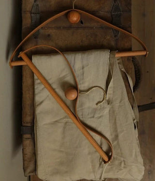 Genuine Leather Solid Oak Wood Hangers for Clothes-GraffitiWallArts