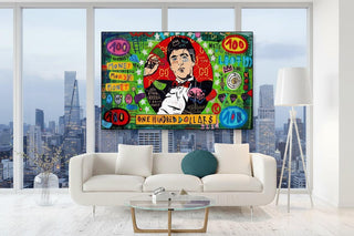 God Father Money Hundred Dollar Canvas Wall Art-GraffitiWallArts
