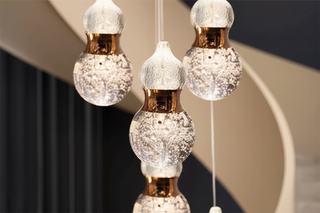Gold Crystal Gourd Spiral Staircase Chandelier – 4-Mode Smart Control, LED Included, 3 to 60 Heads-GraffitiWallArts