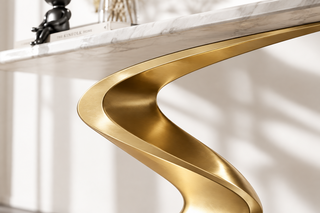 Gold S-Curve Sculptural Console Table for Entryway or Living Room-GraffitiWallArts