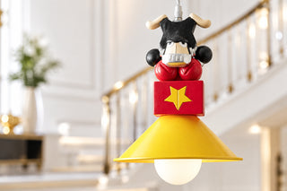 Gorilla Kids Pendant Light with Yellow Cone Shade-GraffitiWallArts