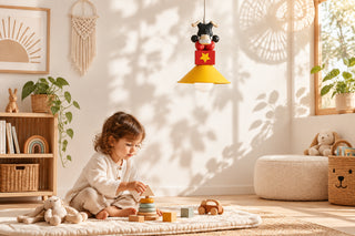 Gorilla Kids Pendant Light with Yellow Cone Shade-GraffitiWallArts