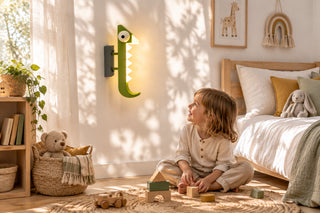 Green Chameleon Kids Wall Lamp with LED Glow-GraffitiWallArts