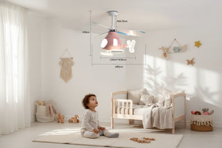 Helicopter Ceiling Light with Fan for Kids Room – Fun and Functional Lighting-GraffitiWallArts