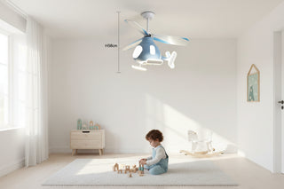 Helicopter Ceiling Light with Fan for Kids Room – Fun and Functional Lighting-GraffitiWallArts