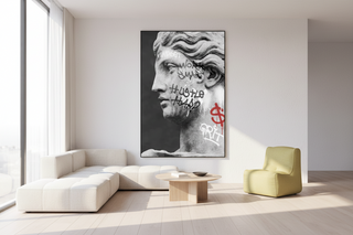 Hustle Hard Graffiti Statue Canvas Art-GraffitiWallArts