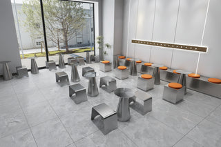 Industrial Stainless Steel Cafe Booth and Table Set