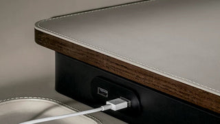Italian Light Luxury Writing Desk – Ash Wood & Leather Executive Office Desk-GraffitiWallArts