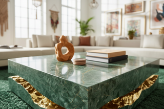 Italian Luxury Freeform Marble Coffee Table – Metal Base, Waterproof & Sturdy-GraffitiWallArts