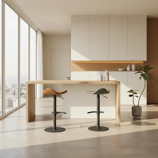Italian Minimalist Adjustable Bar Stool – Leather Swivel Kitchen & Counter Chair