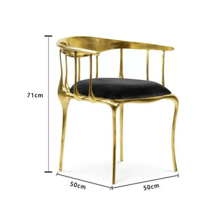 Italian Minimalist Brass Dining Chair – Modern Fabric Seat Chair-GraffitiWallArts.com