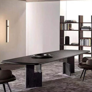 Italian Minimalist Dark Walnut Wood Dining Table | 8 Sizes | 160cm to 300cm-GraffitiWallArts