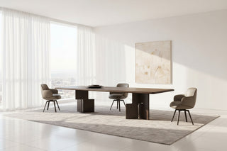 Italian Minimalist Dark Walnut Wood Dining Table | 8 Sizes | 160cm to 300cm-GraffitiWallArts