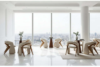 Italian Minimalist Dining Chair | Solid Wood Frame & Upholstered Seat-GraffitiWallArts