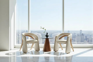 Italian Minimalist Dining Chair | Solid Wood Frame & Upholstered Seat-GraffitiWallArts