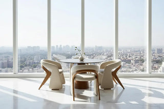 Italian Minimalist Dining Chair | Solid Wood Frame & Upholstered Seat-GraffitiWallArts
